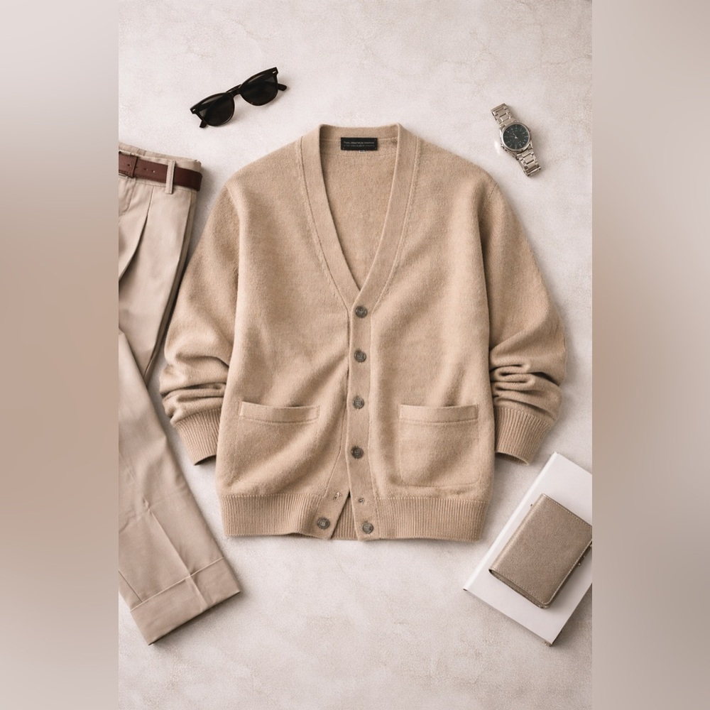 The Scotch House 100% Cashmere Cardigan Camel Scotland Made Heritage Luxury XL - Picture 8 of 11